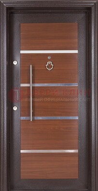 Коричневая входная дверь c МДФ панелью ЧД-27 в частный дом в Лобне
