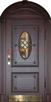 Арочная металлическая дверь с виноритом ДА-38 в Лобне