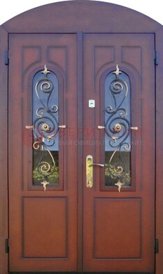 Двухстворчатая стальная дверь Винорит в форме арки ДА-55 в Лобне