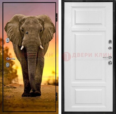 Металлическая дверь с фотопечатью слона ДФ-30 в Лобне