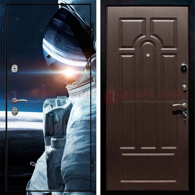 Стальная дверь с фотопечатью космонавта ДФ-4 в Лобне
