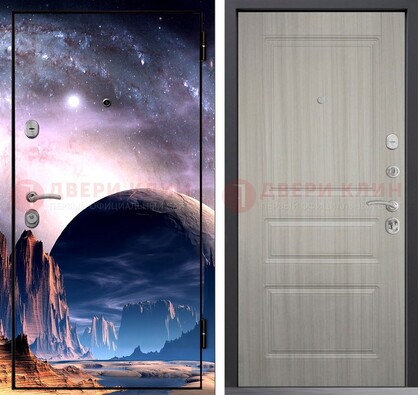 Железная дверь с фотопечатью космоса и планеты ДФ-50 в Лобне