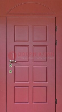 Красная стальная дверь с верхней фрамугой ДФГ-13 в Лобне