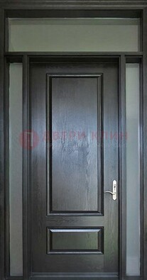 Черная металлическая дверь с фрамугами и стеклом ДФГ-24 в Лобне
