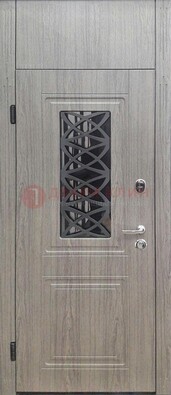 Металлическая дверь Винорит стекло и ковка с фрамугой ДФГ-33 в Лобне