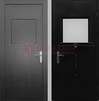 Черная стальная дверь в кассу ламинат внутри ДКС-3 в Лобне