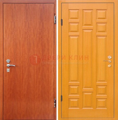 Оранжевая входная дверь с ламинатом МДФ внутри ДЛ-21 в Лобне