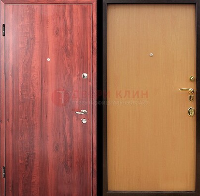 Красная железная дверь с ламинатом ДЛ-3 в Лобне
