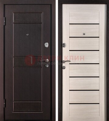 Темная стальная дверь с МДФ ДМ-147 для улицы в Лобне