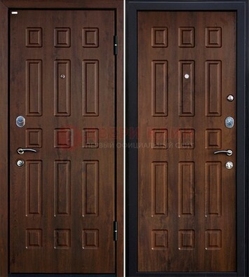 Коричневая металлическая дверь с МДФ ДМ-156 для квартиры в Калуге