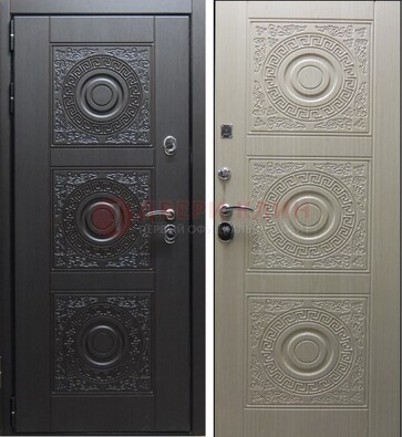 Темная стальная дверь с МДФ ДМ-161 для коттеджа в Лобне
