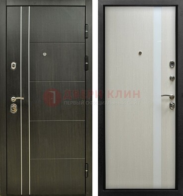 Морозостойкая темная металлическая дверь с МДФ ДМ-164 в Лобне
