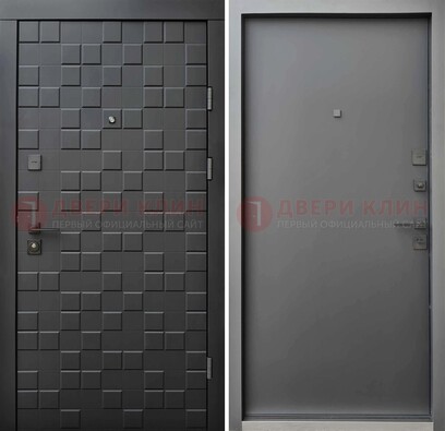 Темная стальная филенчатая дверь с МДФ ДМ-221 в Лобне