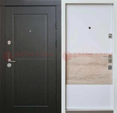 Черная металлическая дверь с белой МДФ внутри ДМ-230 в Лобне