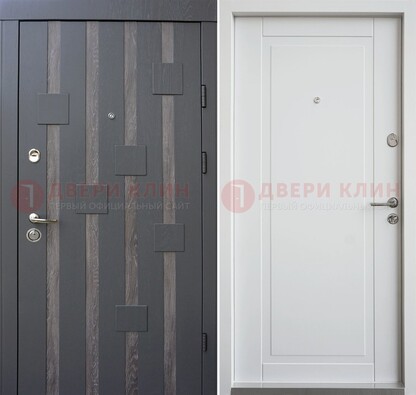 Темная металлическая дверь c белом МДФ внутри ДМ-231 в Лобне