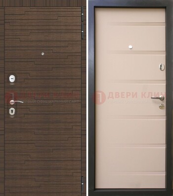 Коричневая  железная дверь c фрезерованной МДФ ДМ-248 в Лобне