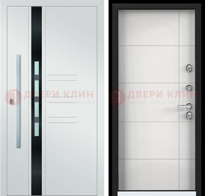 Металлическая дверь в белом цвете с МДФ ДМ-323 в Лобне