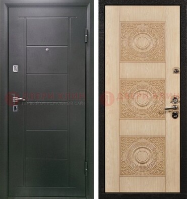 Темная железная дверь с МДФ в квартиру ДМ-344 в Лобне