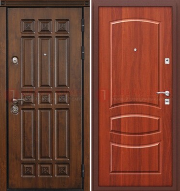 Темная металлическая дверь с МДФ и узором ДМ-364 в Лобне