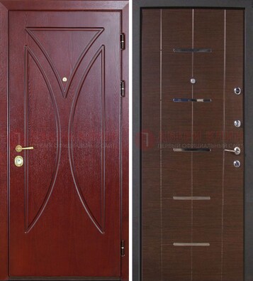 Темно-красная железная дверь с МДФ ДМ-370 в Лобне