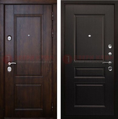 Классическая железная дверь с темными МДФ панелями ДМ-390 в Серпухове