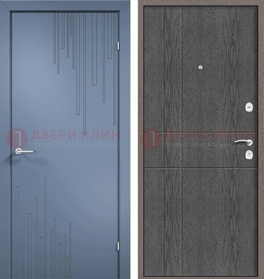 Синяя металлическая дверь МДФ в квартиру ДМ-434 в Лобне