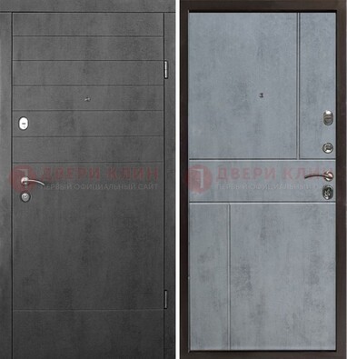 Серая железная дверь с МДФ в стиле хайтек ДМ-446 в Лобне