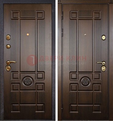Квартирная коричневая железная дверь с МДФ ДМ-45 в Туле