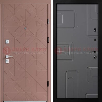 Красная стальная дверь в квартиру с МДФ хайтек ДМ-493 в Лобне