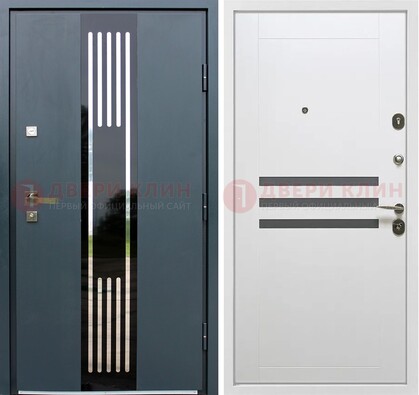 Темная квартирная дверь с разными МДФ ДМ-504 в Лобне