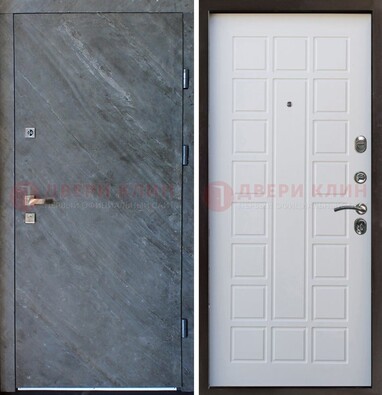 Железная дверь с МДФ серая и белая ДМ-505 в Лобне