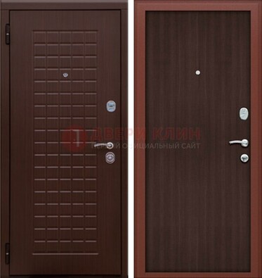 Коричневая металлическая дверь с МДФ ДМ-78 в квартиру в Лобне