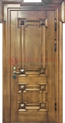 Филенчатая железная дверь с массивом дуба ДМД-56 в Лобне