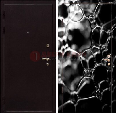Черная стальная дверь с порошковым окрасом с фотопечатью ДП-158 в Лобне