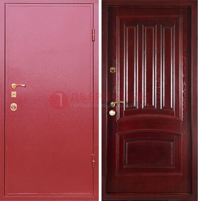 Красная металлическая дверь с порошковым напылением ДП-165 в Лобне
