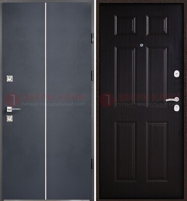Железная дверь с порошковым покрытием и отделкой Темный орех внутри ДП-211 в Лобне