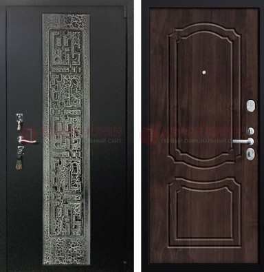 Темная входная дверь с порошковым покрытием и МДФ внутри ДП-224 в Лобне