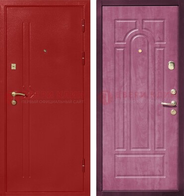 Красная входная дверь с порошковым напылением ДП-240 в Лобне
