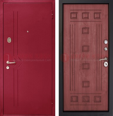 Красная железная дверь с порошковым напылением ДП-242 в Лобне