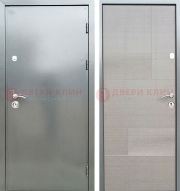 Металлическая серая дверь с порошковым покрытием и серым МДФ внутри ДП-250 в Лобне