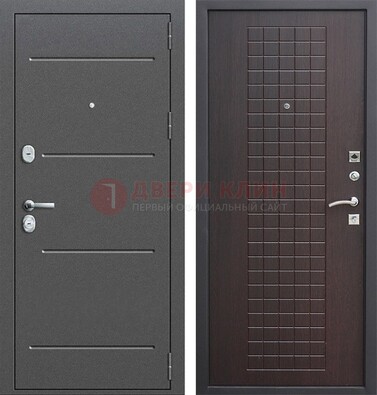 Металлическая дверь с порошковым покрытием и МДФ Махагон ДП-254 в Лобне