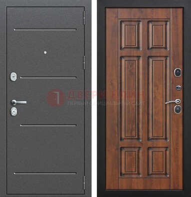 Стальная дверь с порошковым покрытием Антик серебро и филенчатой МДФ ДП-267 в Лобне