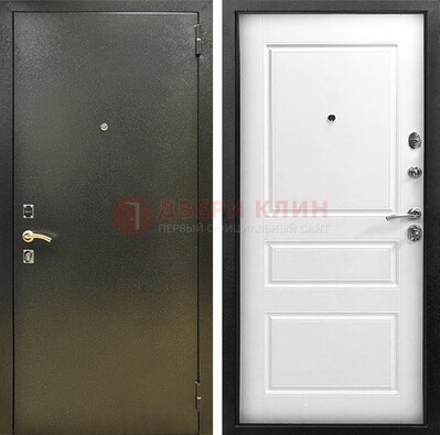Входная дверь Темное серебро с порошковым напылением и белой МДФ ДП-272 в Лобне