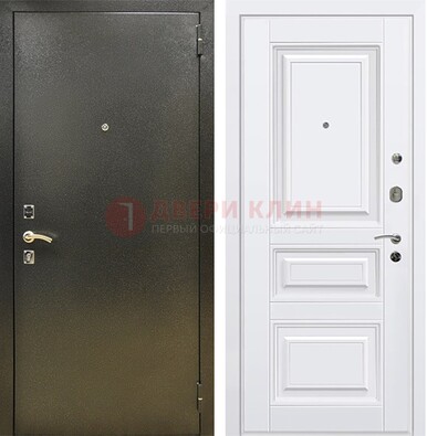 Железная темно-серая дверь с порошковым напылением и белой МДФ ДП-274 в Лобне