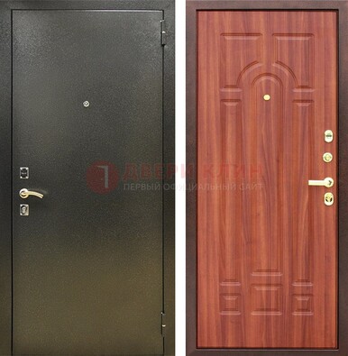 Входная темно-серая дверь с порошковой отделкой и МДФ Миланский орех ДП-281 в Лобне