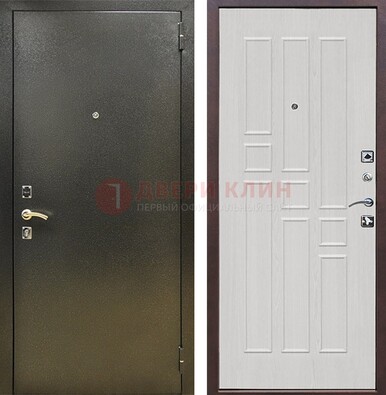 Входная дверь Темное серебро с порошковой отделкой и терморазрывом МДФ ДП-282 в Лобне