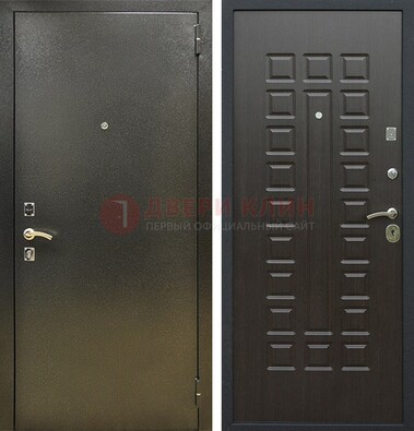 Темно-серая железная дверь с порошковым покрытием и МДФ Венге ДП-287 в Лобне
