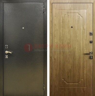 Темно-серая входная дверь с порошковым покрытием и МДФ Золотой дуб ДП-291 в Лобне