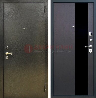 Входная темная дверь с порошковым покрытием и МДФ со стеклом ДП-294 в Лобне