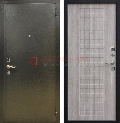 Железная темная дверь с порошковым покрытием и филенчатой МДФ ДП-297 в Лобне